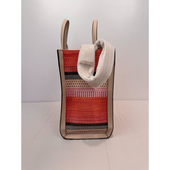 NWOT Kate Spade New York Market Stripe Tote Bag Woven Canvas & Leather Handles B - Picture 4 of 11